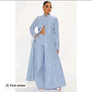 Fashion Nova Blue Striped Jumpsuit